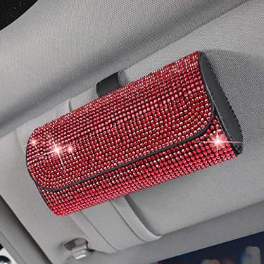 Imagem de Suporte de óculos para viseira solar de carro, estojo de armazenamento com clipe de óculos de sol brilhante, acessórios interiores automotivos aplicam-se a todos os modelos de carro