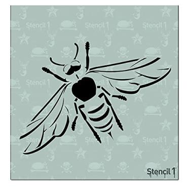 Imagem de Estêncil de detalhe de abelha 14,6 cm x 15,2 cm - estêncil reutilizável de qualidade durável para pintura - Crie artesanato e decoração de estêncil - decoração de tecidos e móveis arte reciclável - 14,6 cm x 15,2 cm