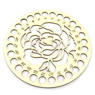 Imagem de PZRT Organizador de fio de bordado de madeira suporte de linha de ponto cruz ferramenta de armazenamento floral redondo organizador de fios feito à mão faça você mesmo artesanato de costura