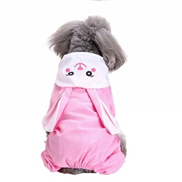 Imagem de Capa de chuva impermeável com capuz para cães pequenos médios ao ar livre jaqueta de chuva leve para filhotes à prova de vento poncho forrado de malha, rosa, P (peito: 36cm)