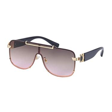 Imagem de Óculos de sol de armação grande feminina sem moldura de uma peça design de luxo moda masculina, 2, tamanho único