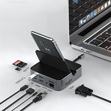 Imagem de Hub USB C 9 em 1 USB C para HDMI Hub Adaptador USB C com 4K HDMI PD 2 Portas USB 3.0 Leitor de Cartão SD/TF de 3,5 mm Dongle USB C para MacBook Pro Air, iMac, XPS, mais dispositivos tipo C