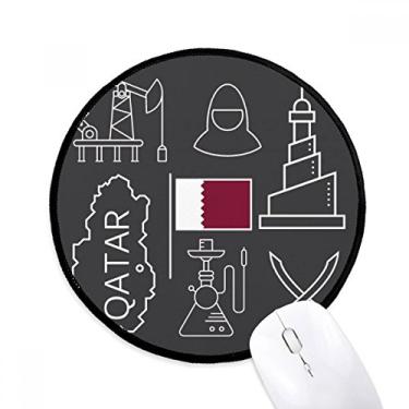 Imagem de DIYthinker Desenho da cidade bandeira do Qatar Petroleum Mouse Pad Desktop Escritório Tapete Redondo para Computador