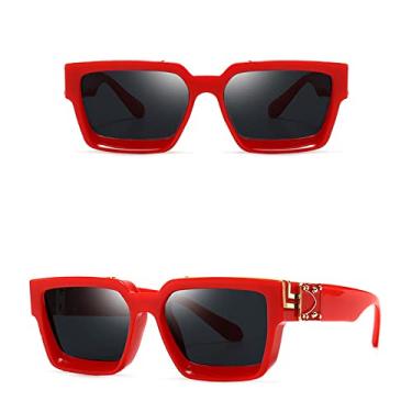 Imagem de Óculos de sol elegantes com espelho quadrado branco feminino, designer de moda, óculos de sol superdimensionados, óculos de sol de viagem de verão, c8 vermelho preto cinza, tamanho único