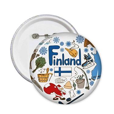 Imagem de Finlândia Love Heart Landscap Bandeira nacional alfinetes crachá botão emblema acessório decoração 5 peças
