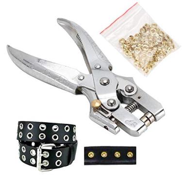 Imagem de Multi Function Rivet Setter Punch Pliers Belt Holes Eyelet Setting Tool Punch Pliers Silver 60# Steel Electroplated Eyelet Hole Punching Tool