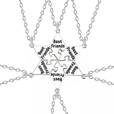 Imagem de CNBPIC 6 Peças Colar Hexágono Carta Pingente Amizade Joias Acessórios