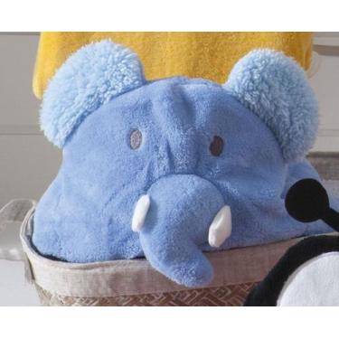 Imagem de Manta Baby Com Capuz De Elefante75x100cm Azul - Jolitex