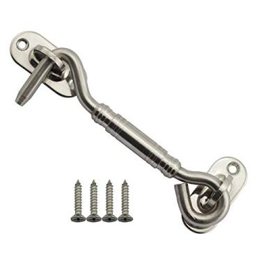 Imagem de Tegg 1 pç gancho de aço inoxidável e trava de porta para prender a porta da cabine com trava de janela porta de porta-malas de 10 cm, 4 Inches