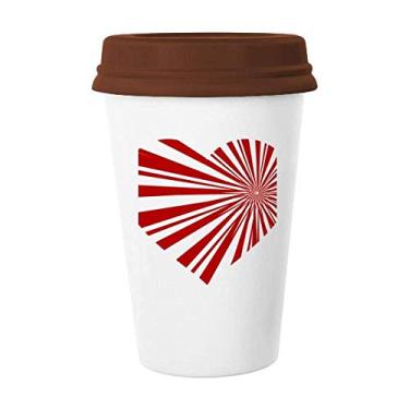 Imagem de Caneca vermelha do dia dos namorados coração flor café copo cerâmica copo tampa