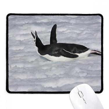 Imagem de Mouse pad de borracha para jogos com bordas costuradas com pinguim da Antártica Water Black