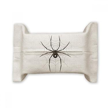 Imagem de Bolsa de linho de algodão com estampa de aranha preta com ilustração de insetos
