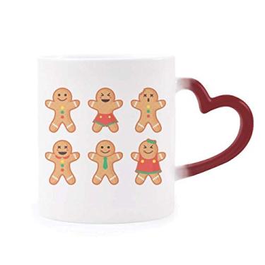 Imagem de Biscoito de gengibre masculino Caneca sensível ao calor de Natal Copo de grés que muda de cor vermelha