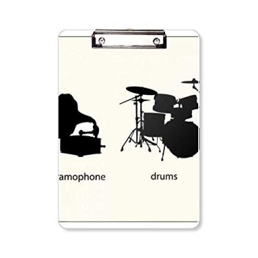 Imagem de Kit de bateria musical com padrão de energia, prancheta, pasta, bloco de escrita A4