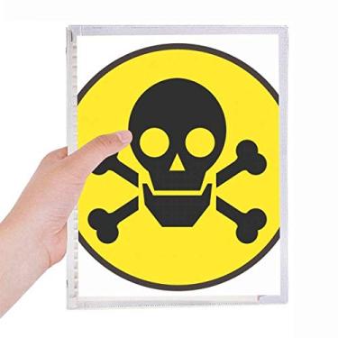 Imagem de Caderno com símbolo de crânio tóxico perigo químico, folha solta, diário recarregável, papelaria