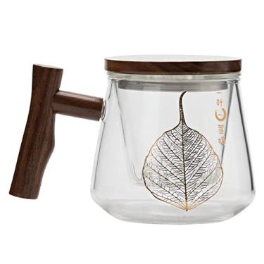 Imagem de PAYNAN Copo de vidro de 450 ml resistente ao calor, separação de água, xícara de chá, filtro doméstico, flor e xícara de chá