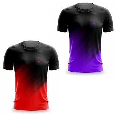Imagem de Kit 2 Camiseta Academia Masculina Camisa Musculação Dry UV Caminhada Treino Corrida Bike Gênero:Masculino;Cor:Roxo;Taman