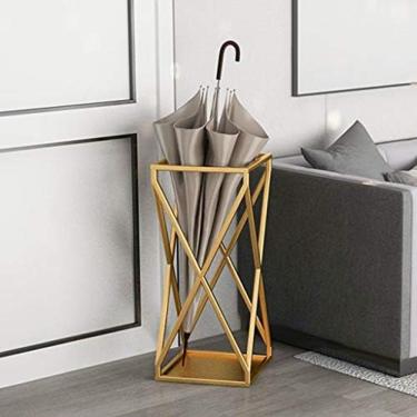 Imagem de Racks De Guarda-chuva, Suporte De Guarda-chuva Quadrado De Metal Dourado Para Entrada De Casa Suportes Independentes Para Bengalas E Bastões De Caminhada,Dourado,250×250×580mm,Constructive23