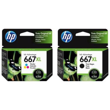 Imagem de Cartuchos Hp originais 667 xl color + black