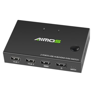 Imagem de Moniss AM-KVM201CC Suporte para comutador KVM HDMI de 2 portas 4K * 2K @ 30Hz HDMI KVM Switcher Keyboard Mouse Mouse USB