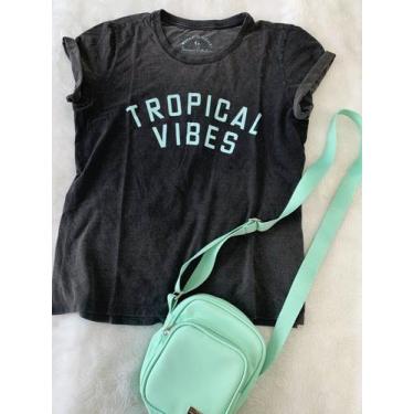 Imagem de Camiseta Feminina Plus Size  Marmorizada Chumbo Tropical Vibes - Spazi