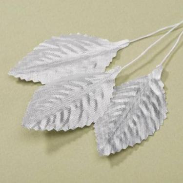 Imagem de Darice Folha única de rosa Victoria Lynn - prata metálica - 6,35 cm - 12 peças