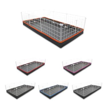 Imagem de Cercado Aramado Pet Porquinho da Índia 60x120 com Bandeja Higiênica Tapete Impermeável Fácil de Limpar Cercadinho Coelho Proteção Filhotes de Cachorro