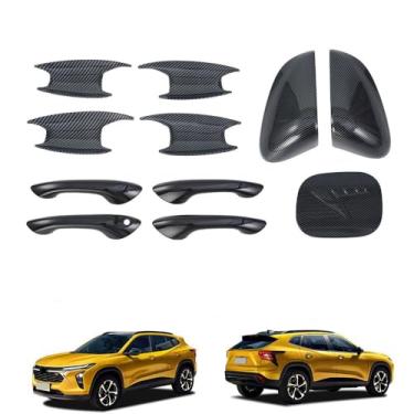 Imagem de Luyhok Para Chevy Trax 2024 Acessórios exteriores de carro, tampa de gás, tampa de espelho, puxador externo de porta, tigela de porta estilo carbono