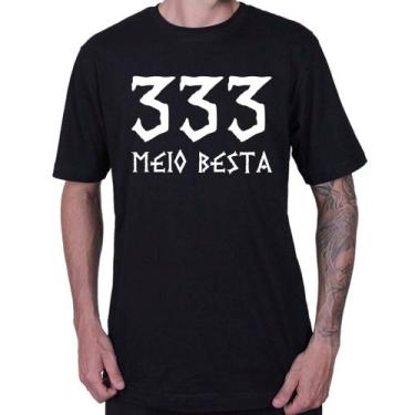 Imagem de Camiseta Unissex Rock Metal 333 Meio Besta Meme - Lafre