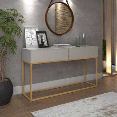 Imagem de Aparador Eros Estilo Industrial 2g Pés Ferro Ofwhite/dourado