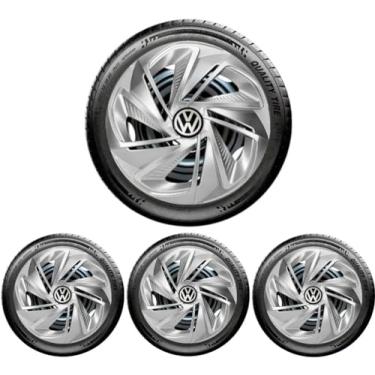 Imagem de Jogo 4 Calotas Esportiva Nitro Prata Aro 14 VOLKS Gol G2 G3 G4 G5 G6 G7 Up Fox Voyage Parati Saveiro Bora Polo SpaceFox