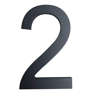 Imagem de Números de casa modernos de 15 cm – Número de endereço residencial flutuante de aço inoxidável, fácil de instalar, acabamento preto, Number 2