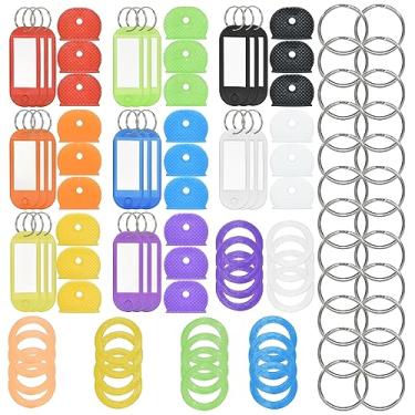 Imagem de SHRJ 96 peças de identificadores de chaves, capas de silicone, capas de chaveiro, chaveiros, anéis de metal para organização de chaves, materiais de escritório, colorido