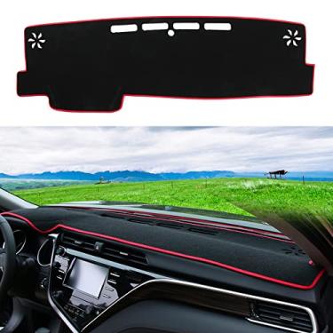 Imagem de YOFAMO Capa de painel de painel tapete tapete de almofada personalizado adequado para Camry 2018 2019 2020 2021 2022 (sem HUD) acessórios antiderrapante tapete protetor de console central (borda