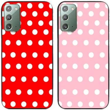Imagem de 2 peças de capa de telefone traseira de silicone em gel TPU com bolinhas vermelhas e rosa para Samsung Galaxy All Series (Galaxy Note 20)