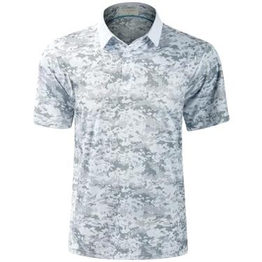 Imagem de Derminpro Camisas masculinas camufladas de golfe com absorção de umidade, manga curta/longa, polo de golfe, Camuflagem branca 433, GG