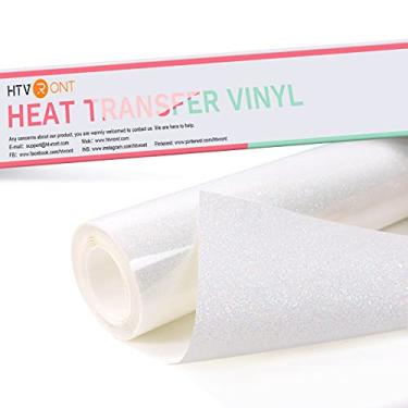 Imagem de HTVRONT Rolinho de vinil branco arco-íris HTV 30,48 cm x 1,82 m, conjunto de vinil branco com glitter para transferência de calor e glitter, para camafeu Cricut e Silhouette