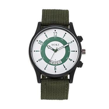 Imagem de Avaner Relógios de pulso masculinos analógicos esportivos militares de quartzo com pulseira de nylon, Verde, Casual