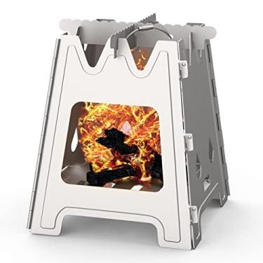 Imagem de Fogão a lenha de titânio, fogão a fogo aberto, ultraleve, portátil, para mochilão, acampamento, com suporte cruzado para caminhadas ao ar livre, viagem, piquenique, churrasco