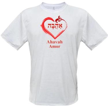 Imagem de Camiseta Branca Amor Ahavah Hebraico - Universo Das Camisetas