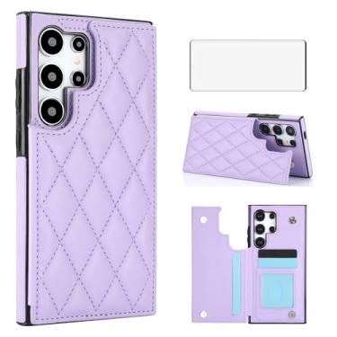 Imagem de Asuwish Capa de telefone para Samsung Galaxy S24 Ultra 5G Capa carteira com protetor de tela de vidro temperado e suporte de cartão RFID de couro acessórios para celular S24Ultra 24S S 24 24Ultra