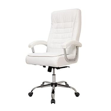 Imagem de Cadeira de Escritório Presidente Branca Big Munique Com Molas Ensacadas Pillow Top Giratória