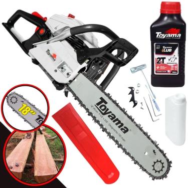 Imagem de Motosserra Profissional Á Gasolina Toyama TCS58H Com Óleo 2 Tempos 55cc 3,2HP 12.000RPM Ideal Para Corte e Poda de Galhos e Árvores