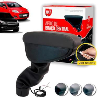 Imagem de Apoio de Braço Fiat Palio 2012 Até 2018 E Grand Siena 2012 Até 2020 C/Usb (Grafite C/Linha Grafite)