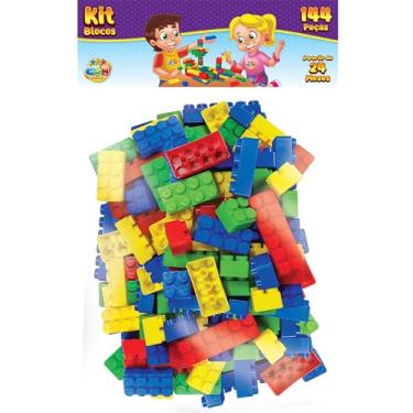 Imagem de Blocos De Montar Infantil Tamanho Grande 144 Peças Coloridas