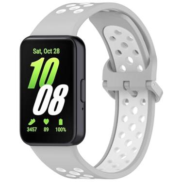 Imagem de Pulseira esportiva de silicone de substituição adequada para Samsung Galaxy Fit 3, respirável, dois tons, porosa, para Galaxy Fit 3 2024 SM-R390, mulheres e homens