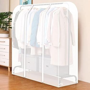 Imagem de Capas de trilhos para roupas, 1,9 pés-6 pés, bolsas de terno e capas de roupas, protetor de capas de roupas de plástico com bolsas com zíper, capa à prova d'água de umidade, bolsas de roupas