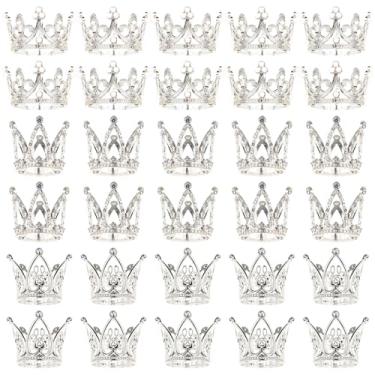 Imagem de 30 Pcs Silver Crown Cake Topper, Crowns for Flower Bouquets Mini Baby Crown Toppers for Flower Arrangements Glittering Cake Decoration for Girl Lady Bridal Wedding Birthday Party, 3 Style