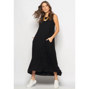 Imagem de Vestido Longo Regata Com Bolsos Preto Salvatore - Salvatore Fashion