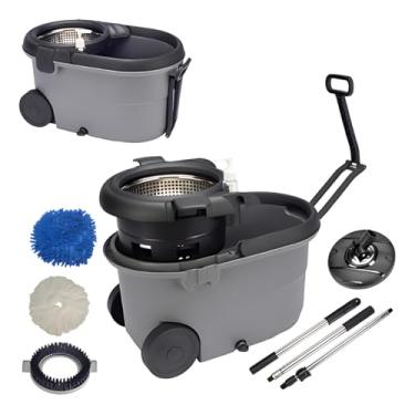 Imagem de Perfect Pro Mop Giratório Aço Inox Para Todos os Pisos Centrífuga 360° com Cesto em Inox Com 16 Litros
